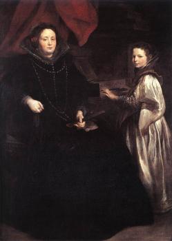 Anthony Van Dyck : Portrait of Porzia Imperiale and Her Daughter